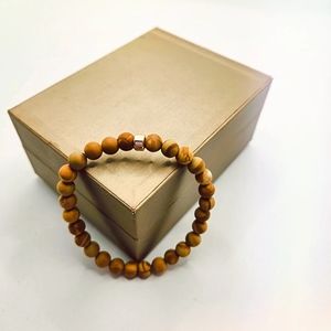 Picture Jasper Gold plated charm bracelet 6 mm